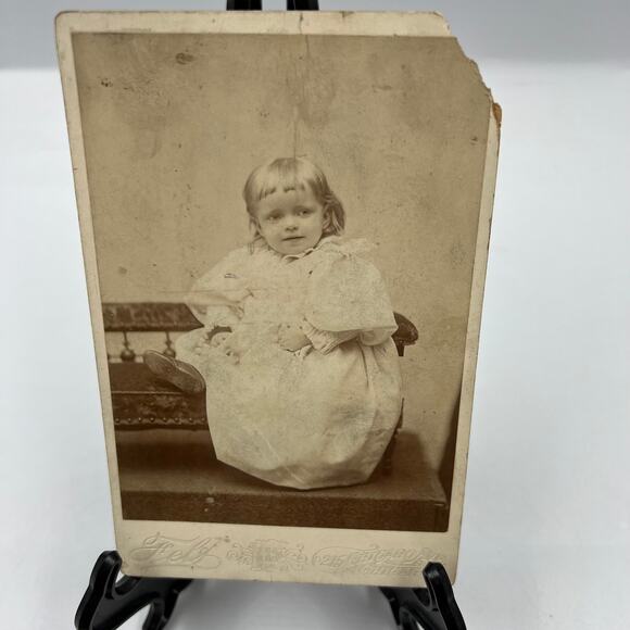 Antique Mounted Black White Photo Gown Baby 1800's 215 East Chicago Avenue - Picture 11 of 11